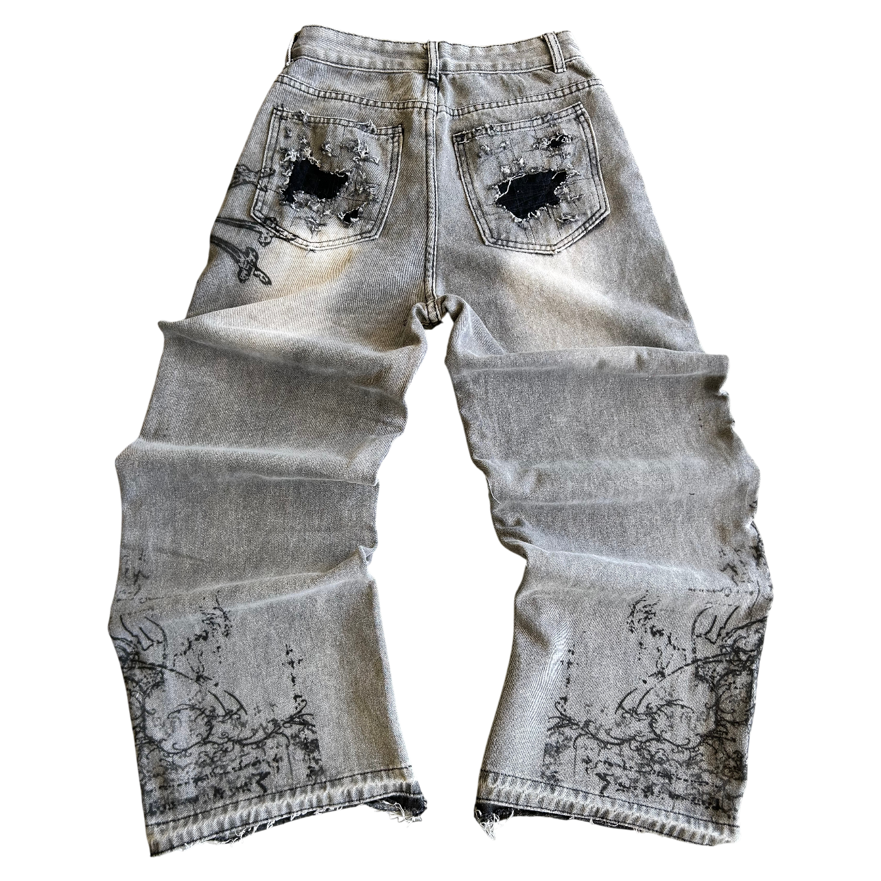 Grey Black Heart Denim