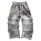 Grey Black Heart Denim